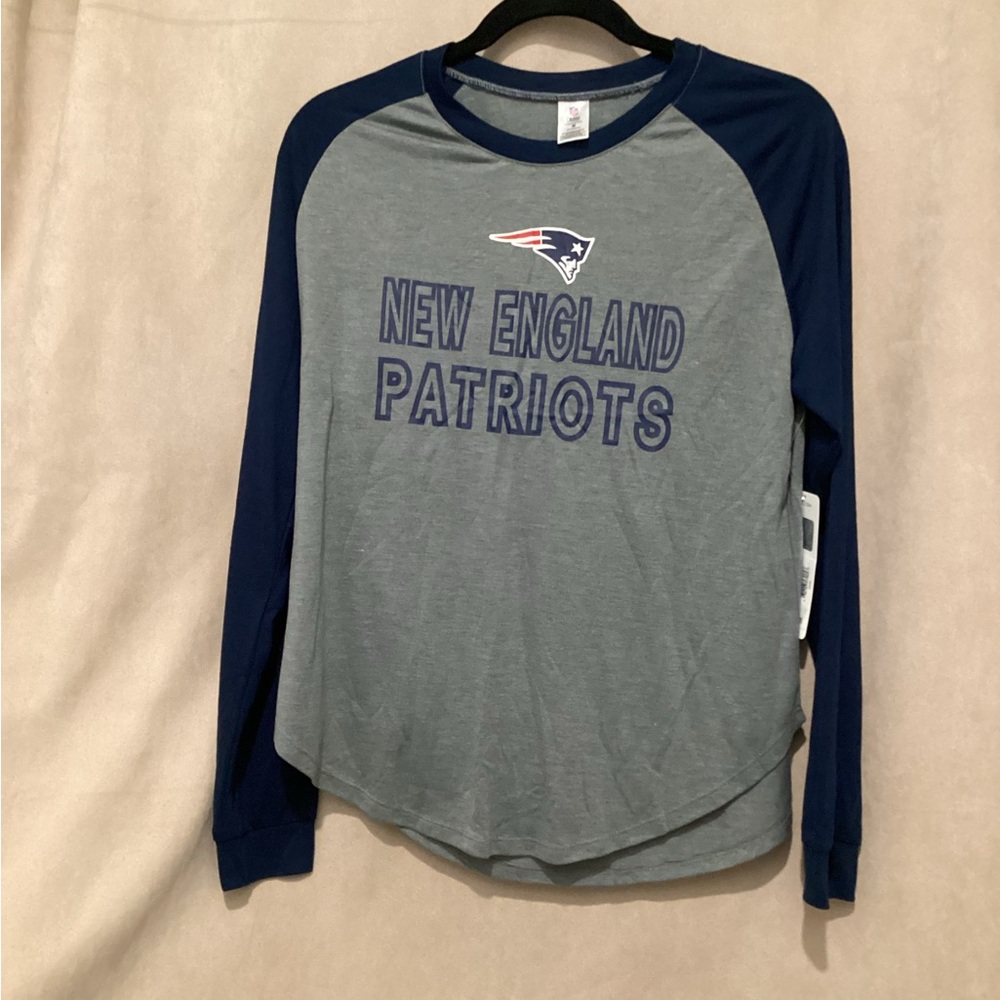 New England Patriots Long Sleeve Tee - Gray and Blue